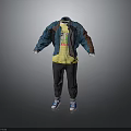Stylish Men's Casual Outfit With Denim Jacket T-shirt Pants And Sneakers