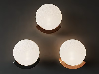 Modern Round Wall Sconces With White Lampshades And Various Colored Bases For Home Decor 3d model