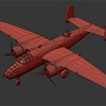 Vintage Green Fighter Plane Model With Red Star Emblems And Twin Propellers