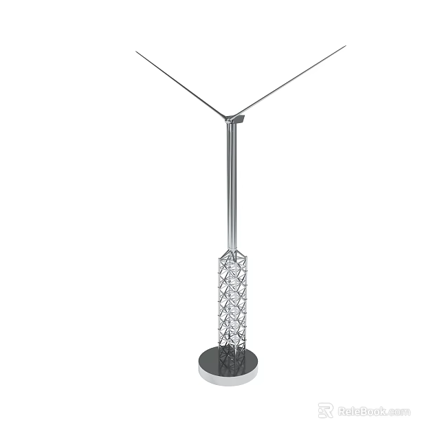 Sleek Modern Metal Structure With Antenna Like Arms Lattice Middle And Circular Base 3d model 