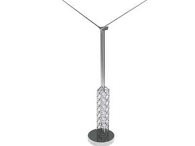 Sleek Modern Metal Structure With Antenna Like Arms Lattice Middle And Circular Base 3d model