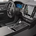 Modern Car Interior With Steering Wheel And Digital Screens 3d model