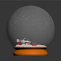 Decorative Christmas Snow Globe With Snow Scene Gift Boxes And Orange Base 3d model