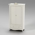 White Classical Style Wardrobe With Carved Patterns Double Doors And Decorative Top Drawer