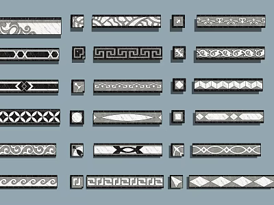 Various Decorative Line Patterns With Geometric Floral Classical And Modern Motifs 3d model