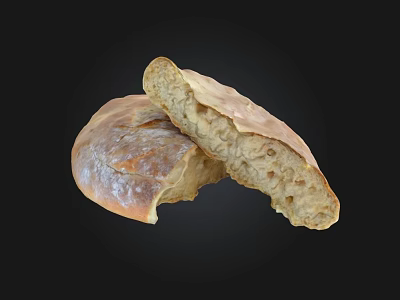 Homemade Bread With Sliced Open Airy Interior And Golden Brown Flour Dusted Crust 3d model