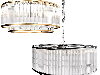 Modern Double Layered Chandelier With Gold Black Frame And Transparent Glass 3d model
