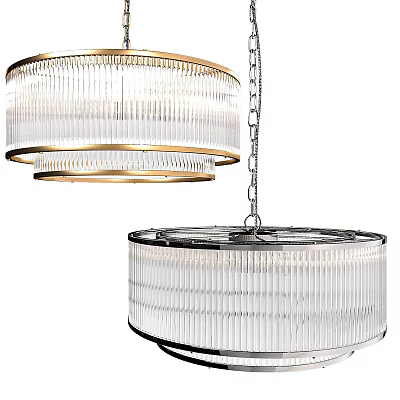 Modern Double Layered Chandelier With Gold Black Frame And Transparent Glass 3d model