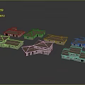 Multiple Detached Villas with Tile Roofs and Detailed Architectural Design Models
