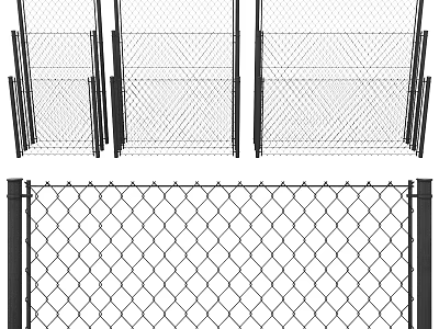 Durable Black Chain Link Fence Panels For Outdoor Security And Boundary 3d model
