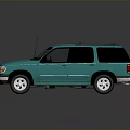 Vintage Teal SUV Car With Roof Rack Chrome Accents And Shiny Exterior
