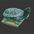 Turtle Shaped Decorative Ornament Set With Textured Shell And Wooden Base 3d model