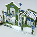Junlebao Jianchun Yogurt Promotional Display With 0 Sucrose And Green Plant Decorations