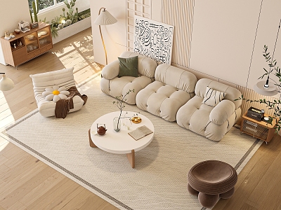 Modern sofa coffee table combination cream model