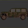Green Brown Camouflage Off Road Vehicle With Rustic Weathered Exterior And Large Tires