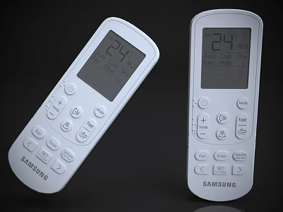 Samsung Air Conditioner Remote Controls Displaying 24 Degrees With Function Buttons 3d model