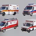 Various Ambulance Emergency Vehicle Designs In Diverse Color Schemes