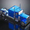 Blue Heavy Duty Semi Truck Cab With Shiny Exterior And Reflective Surface Design