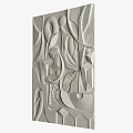 Modern 3D Wall Decor With Geometric Shapes And Plant Elements In Light Gray 3d model