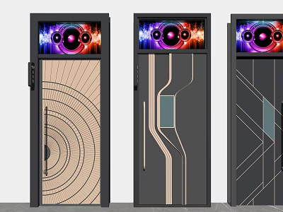 Contemporary Swing Doors With Unique Patterns And Glass Panel Designs 3d model