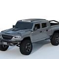 Gray Modern 6x6 Pickup Truck with Off Road Design Large Wheels and Sporty Exterior