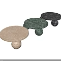 Elegant Round Marble Dining Table With Spherical Legs And Colored Ball Design 3d model