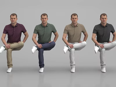 Modern Men Sitting Fashion Men 3d model