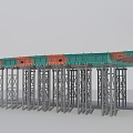 Bridge Undercarriage Structure With Steel Support Frames Blue Deck And Orange Beams