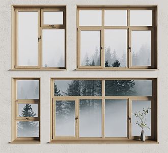 Quiet windows, wooden windows 3d model