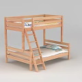 Wooden Bunk Bed with Side Ladder and Patterened Mattress for Kids Room