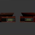 Two Vintage Electronic Radios With Red Wooden Case Portable Classic Open Lid Design