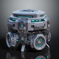 Sci-Fi Mechanical Equipment With Metallic Shell Blue Glowing Strips Control Panel And Wheels 3d model