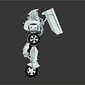 Silver Mechanical Robot With Red Chest And Black Components On Wheels