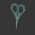 Artistic Intricate Silver Scissors Carving With Ornate Patterns And Detailed Design