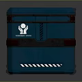 Blue Heavy Duty Equipment Container With Straps And White Logo Design For Storage