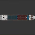Blue And Brown Cargo Ship With Deck Loaded Pipe Containers And Masts