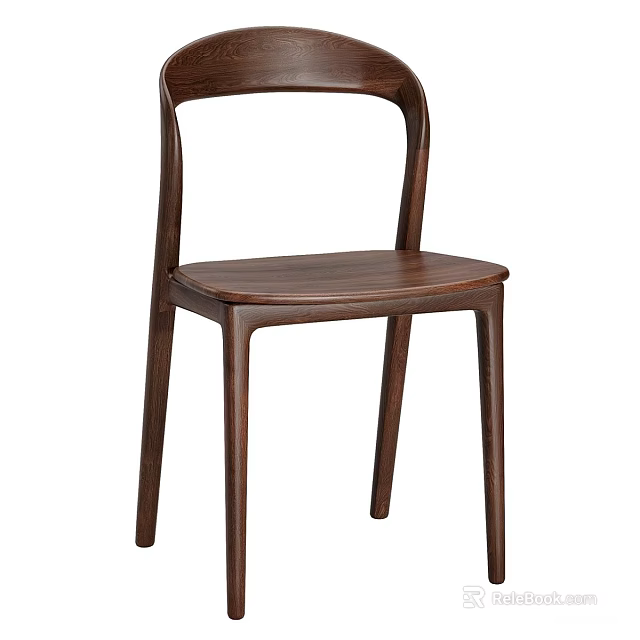 Modern Minimalist Solid Walnut Wood Dining Chair For Home Dining Room And Kitchen Daily Use 3d model 