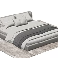 Modern Light Gray Double Bed with Soft Pillows and Gray Blanket on Light Colored Rug
