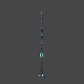 Fantasy Magical Weapon with Blue Feather Design and Glowing Crystal Core