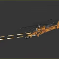 Dynamic Orange Helicopter Firing Missiles With Flames Against Gray Background