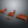 Wooden Furniture Set With Tables Chairs And Benches In Various Sizes