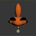 Game Movie Character Cartoon Fox with Orange Body Big Pink Ears Holding Heart Shaped Cup