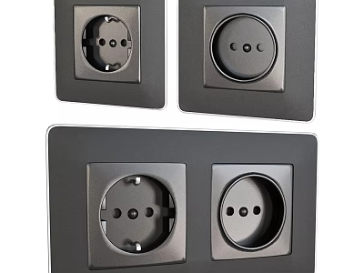 Modern Black Switch Panel With Single And Double Socket Design For Home Use 3d model