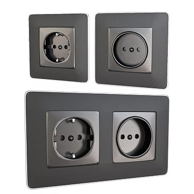 Modern Black Switch Panel With Single And Double Socket Design For Home Use 3d model