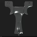 Shiny Metallic Mechanical Part With Symmetric Design And Mounting Holes