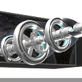 Futuristic Television With Glowing Blue Gears And Cosmic Starry Background Design