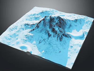 3D Garden Landscape Design Model Showcasing Mountain Terrain Valleys And Blue Features 3d model