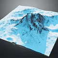 3D Garden Landscape Design Model Showcasing Mountain Terrain Valleys And Blue Features 3d model