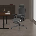 High Back Gray Mesh Office Chair With Adjustable Armrests And Swivel Base For Home Workspace