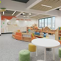 Book Art Cozy Kids Library Interior Featuring Colorful Furniture Circular Reading Area And Large Windows